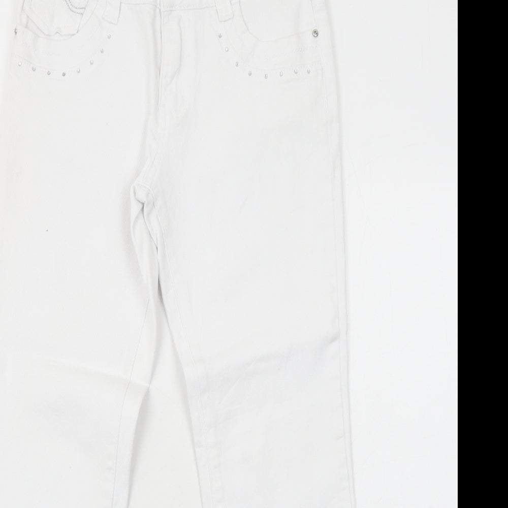 Onado Womens White Cotton Straight Jeans Size 10 Regular Zip