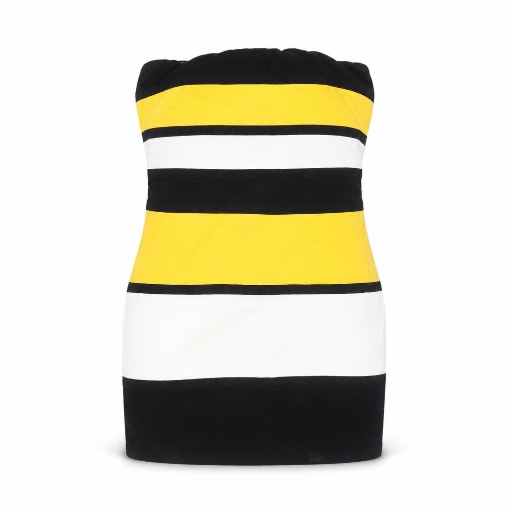 AX Paris Womens Black Striped Polyester Mini Size 14 Square Neck Zip