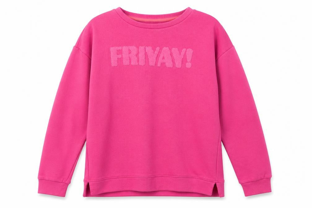 Marks & Spencer Girls Pink Cotton Pullover Sweatshirt Size 11-12 Years Pullover - Friyay!