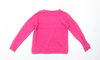 Marks & Spencer Girls Pink Cotton Pullover Sweatshirt Size 11-12 Years Pullover - Friyay!
