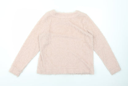 Next Womens Pink Boat Neck Polyester Pullover Jumper Size 14