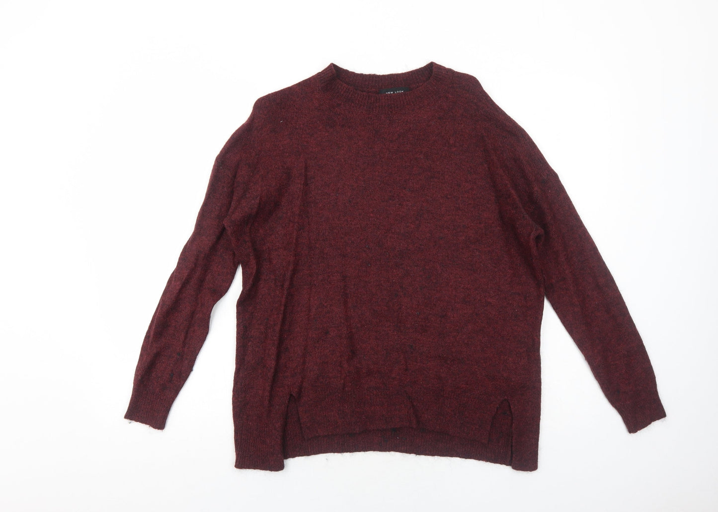New Look Mens Red Round Neck Acrylic Pullover Jumper Size S Long Sleeve
