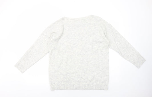 Dorothy Perkins Womens Grey Boat Neck Acrylic Pullover Jumper Size L