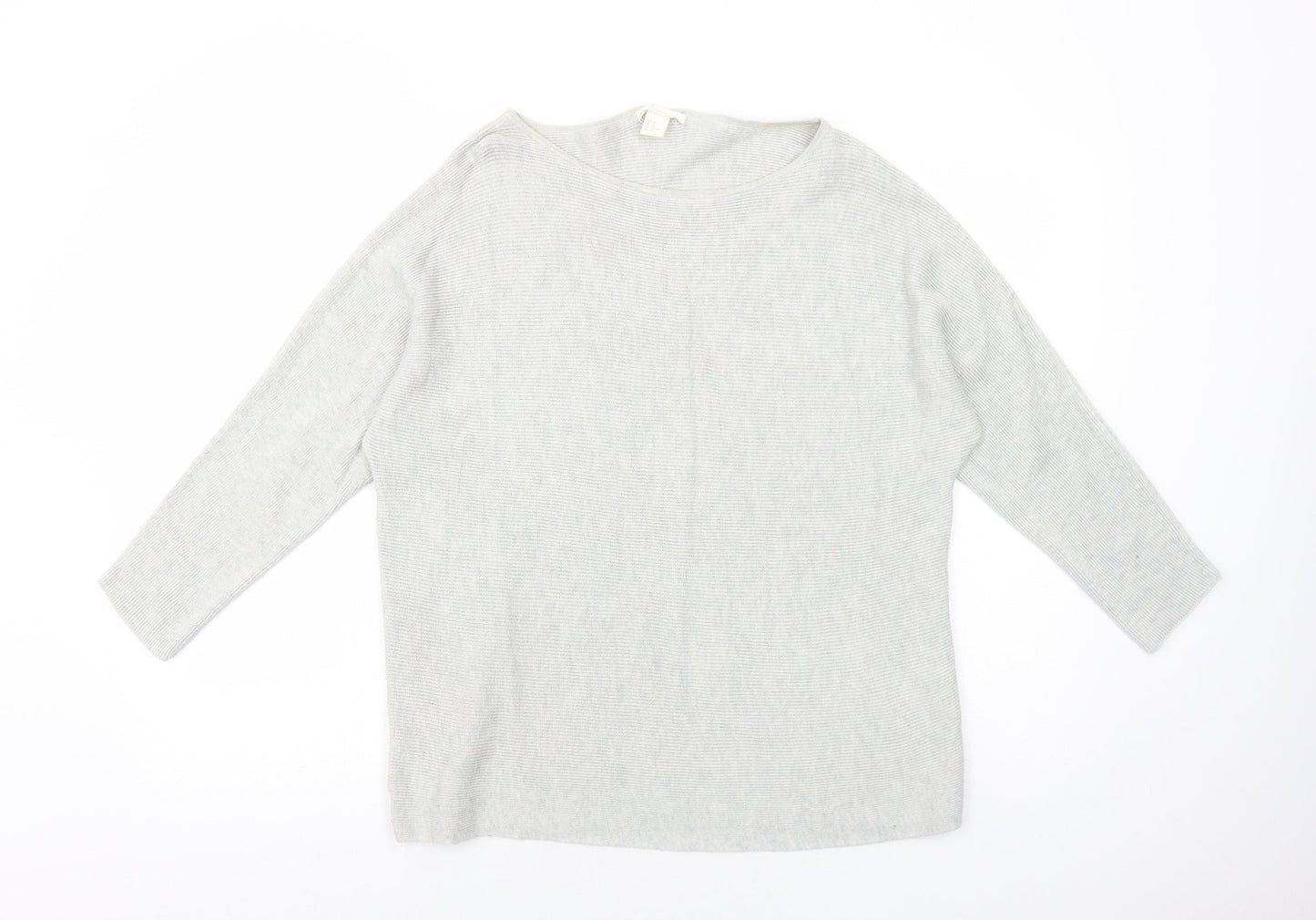 H&M Womens Grey Round Neck Polyethylene Pullover Jumper Size M