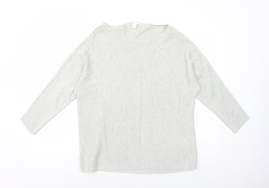 H&M Womens Grey Round Neck Polyethylene Pullover Jumper Size M