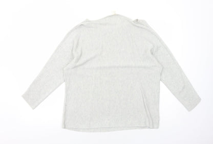 H&M Womens Grey Round Neck Polyethylene Pullover Jumper Size M