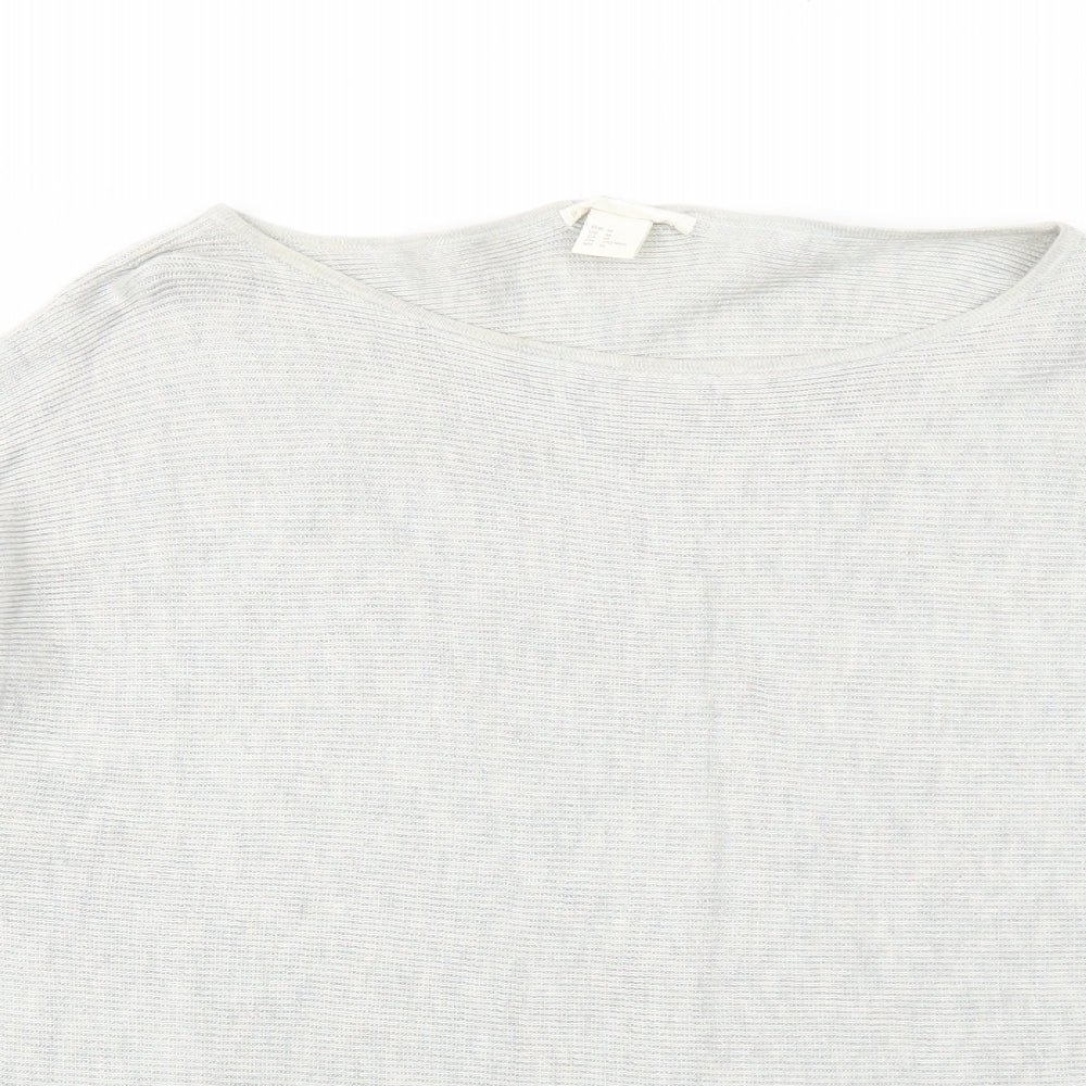 H&M Womens Grey Round Neck Polyethylene Pullover Jumper Size M