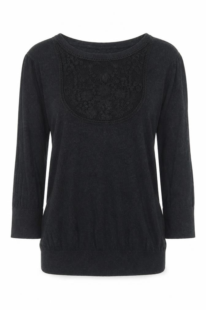 Topshop Womens Grey Round Neck Cotton Pullover Jumper Size 8 Pullover - Lace Front