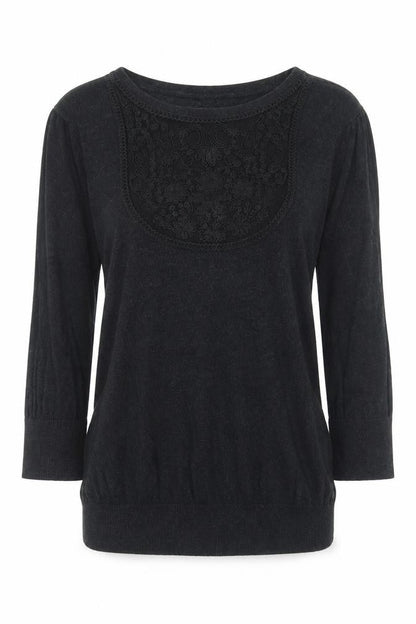 Topshop Womens Grey Round Neck Cotton Pullover Jumper Size 8 Pullover - Lace Front