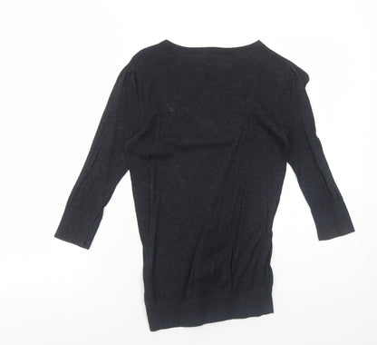 Topshop Womens Grey Round Neck Cotton Pullover Jumper Size 8 Pullover - Lace Front