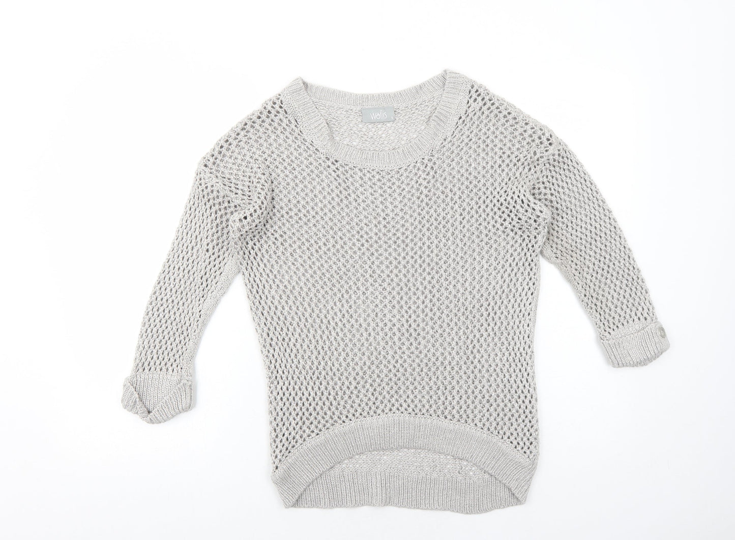 Wallis Womens Grey Crew Neck Polyester Pullover Jumper Size S Pullover