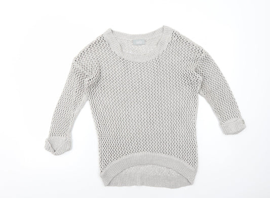 Wallis Womens Grey Crew Neck Polyester Pullover Jumper Size S Pullover