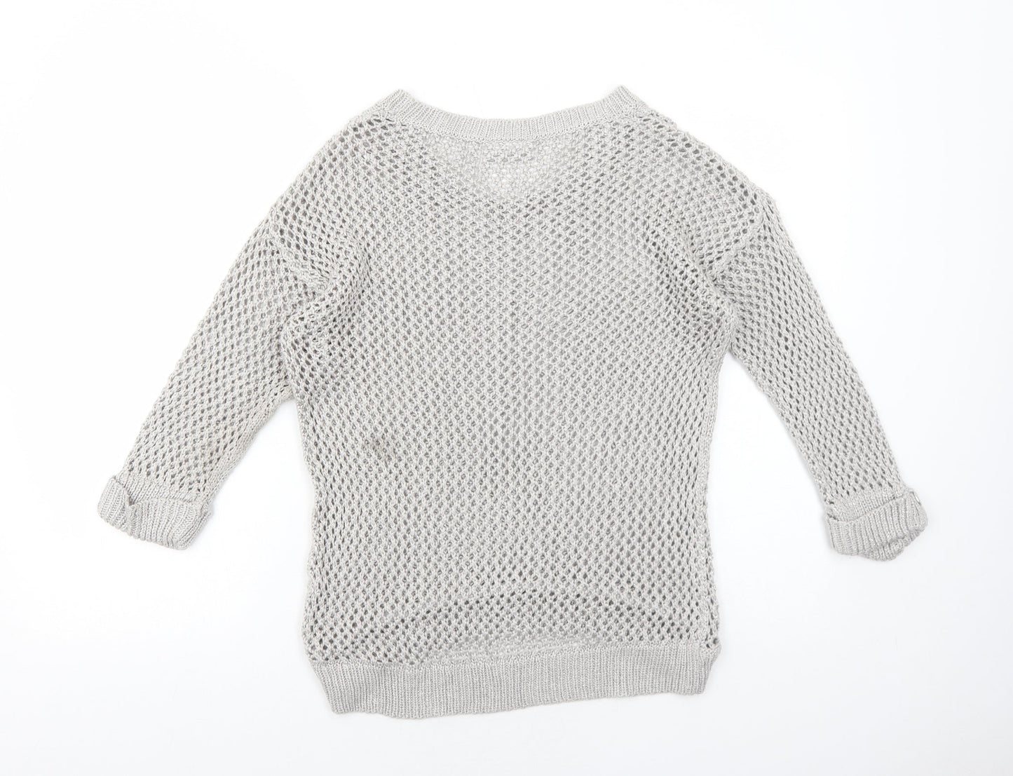 Wallis Womens Grey Crew Neck Polyester Pullover Jumper Size S Pullover