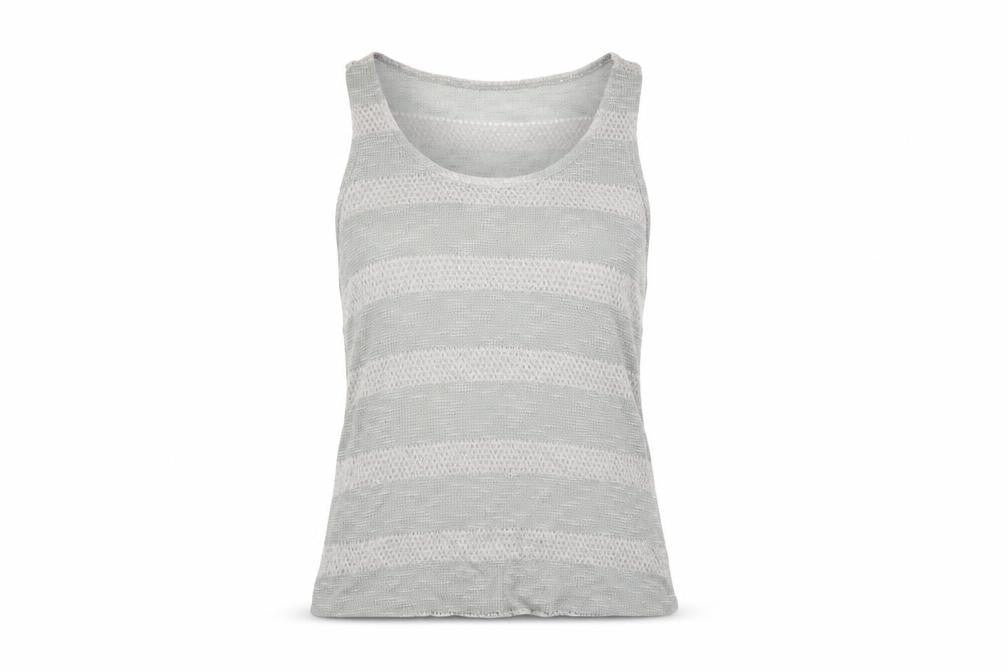 Topshop Womens Grey Striped Polyester Basic Tank Size 8 Scoop Neck