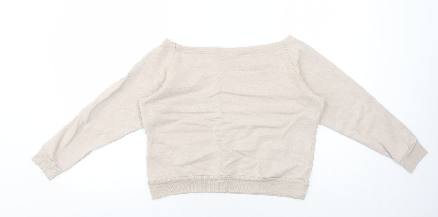 South Beach Womens Beige Cotton Pullover Sweatshirt Size 10 Pullover