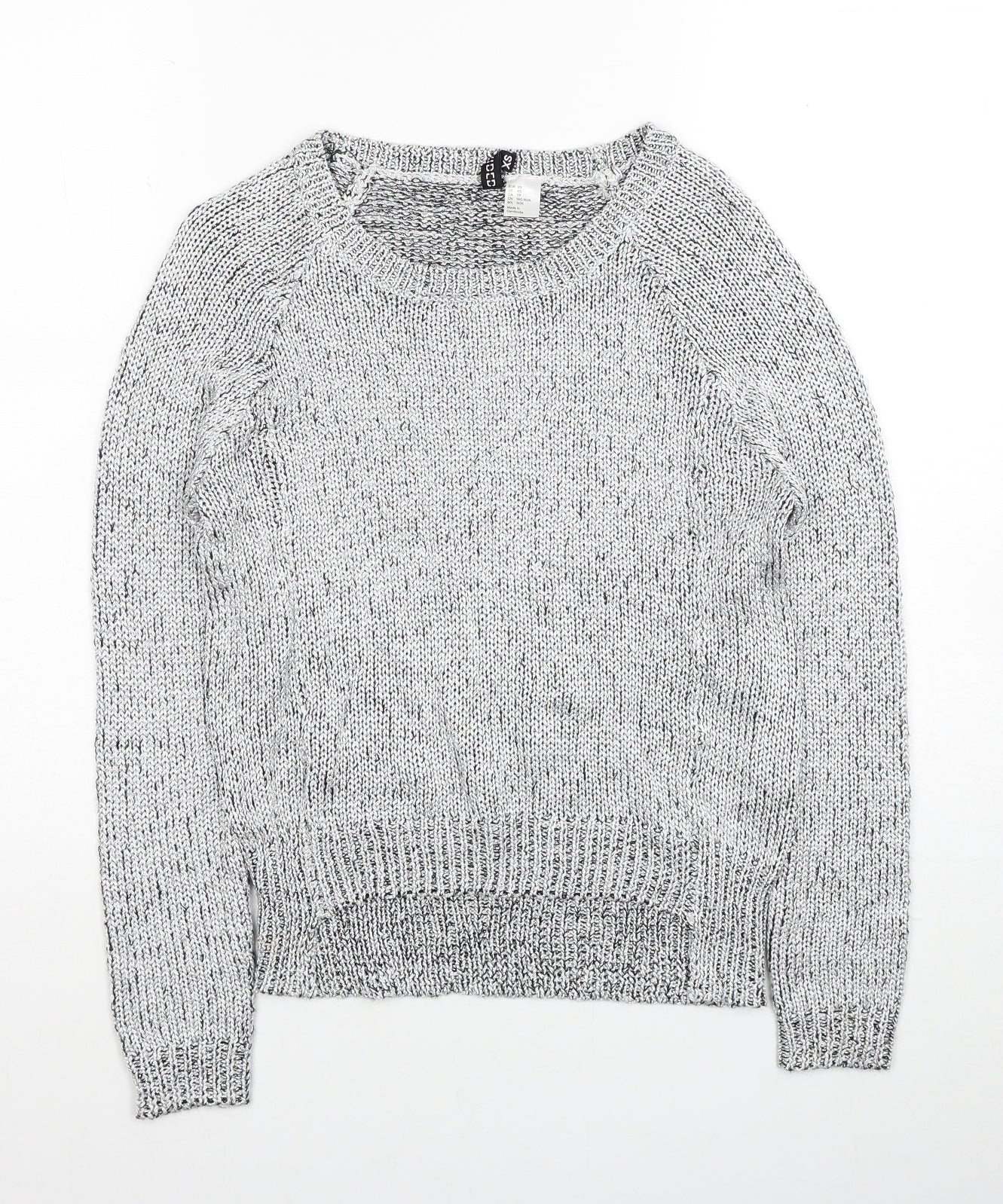 H&M Womens Silver Scoop Neck Polyester Pullover Jumper Size XS