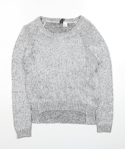 H&M Womens Silver Scoop Neck Polyester Pullover Jumper Size XS