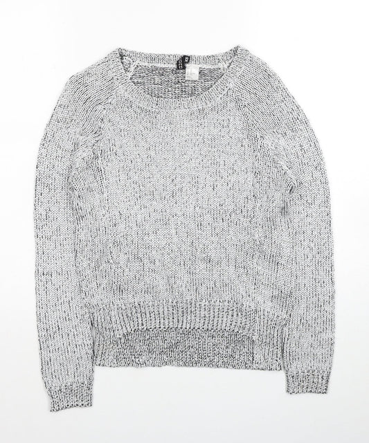 H&M Womens Silver Scoop Neck Polyester Pullover Jumper Size XS