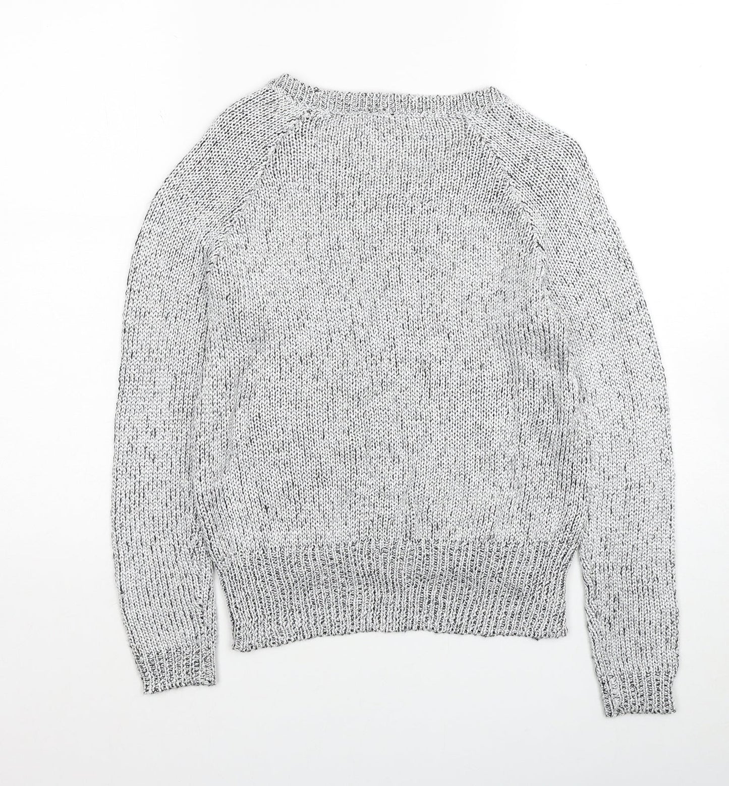 H&M Womens Silver Scoop Neck Polyester Pullover Jumper Size XS