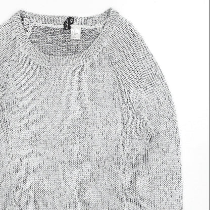 H&M Womens Silver Scoop Neck Polyester Pullover Jumper Size XS