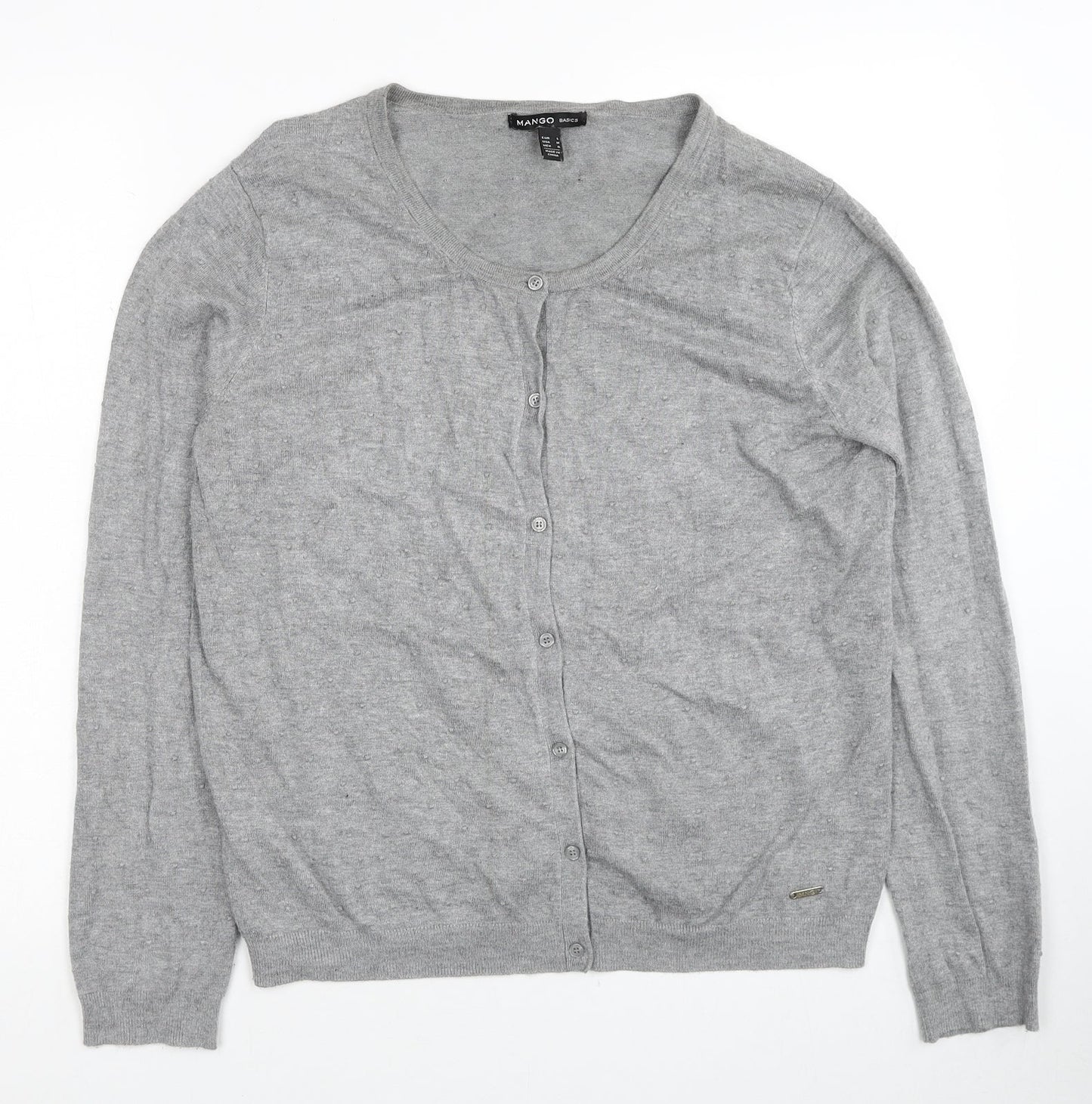 Mango Womens Grey Scoop Neck Viscose Cardigan Jumper Size L