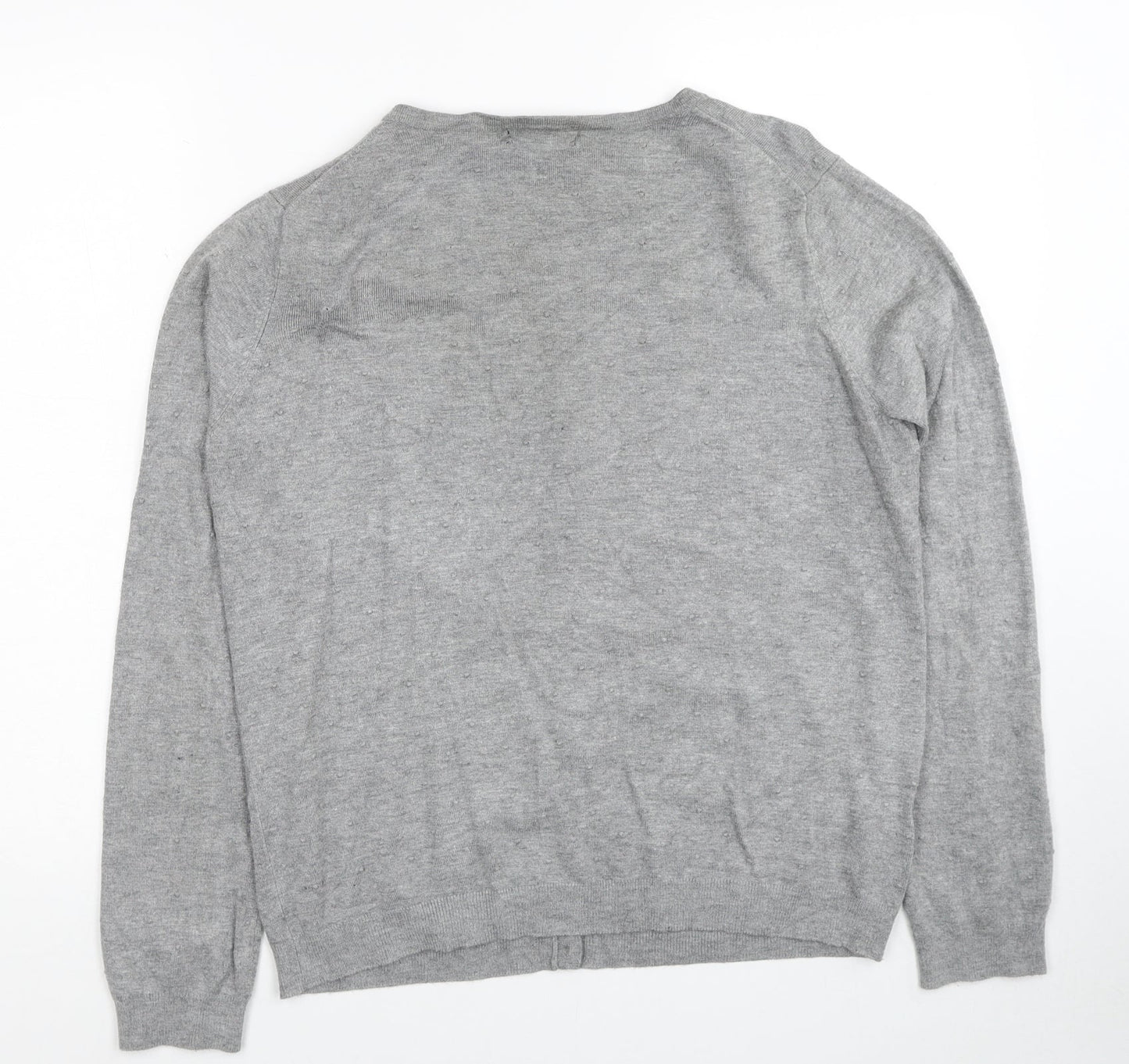 Mango Womens Grey Scoop Neck Viscose Cardigan Jumper Size L
