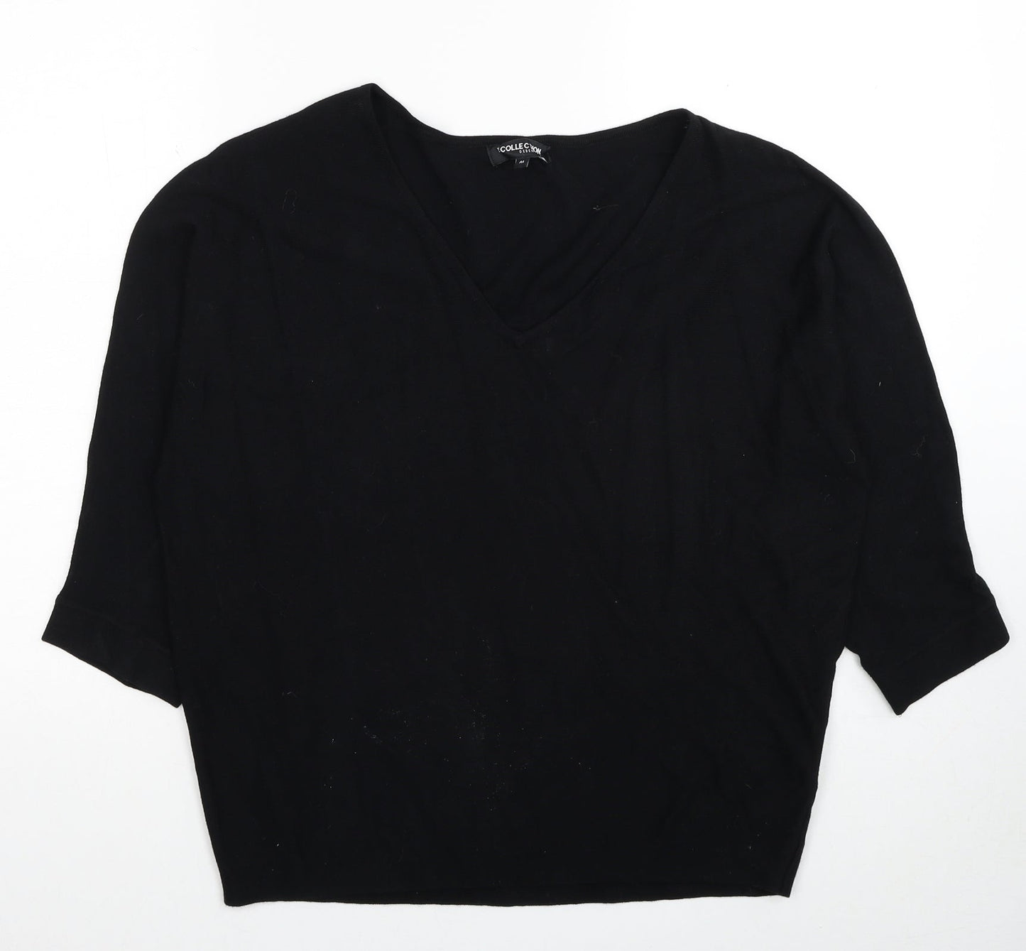 Debenhams Womens Black V-Neck Viscose Pullover Jumper Size M