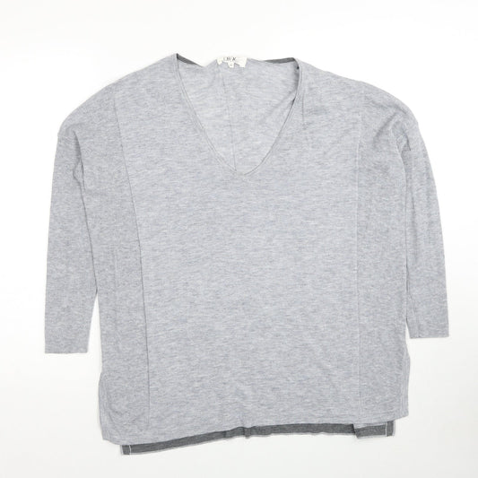 Debenhams Womens Grey V-Neck Polyester Pullover Jumper Size 10