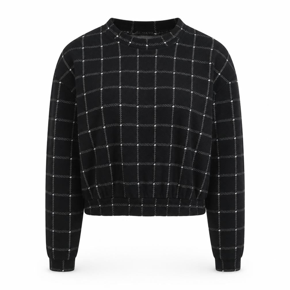 Divided by H&M Womens Black Check Cotton Pullover Sweatshirt Size S Pullover