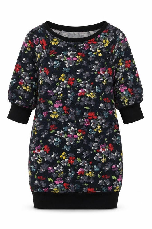 French Connection Womens Multicoloured Floral Viscose Tunic T-Shirt Size XS Boat Neck