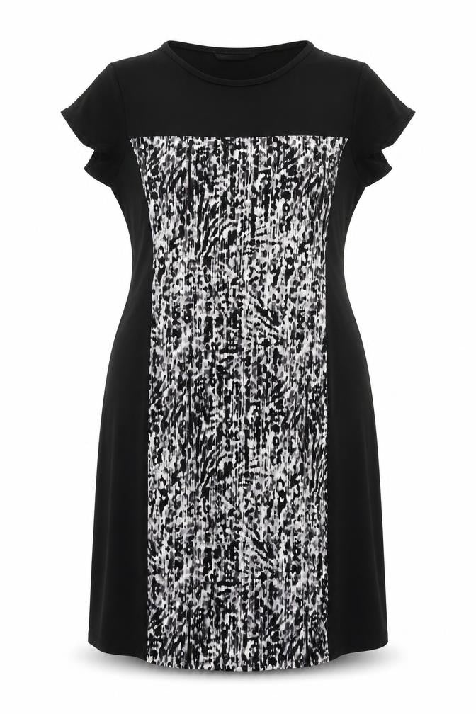 Reflections Womens Black Geometric Viscose A-Line Size 14 Round Neck Pullover