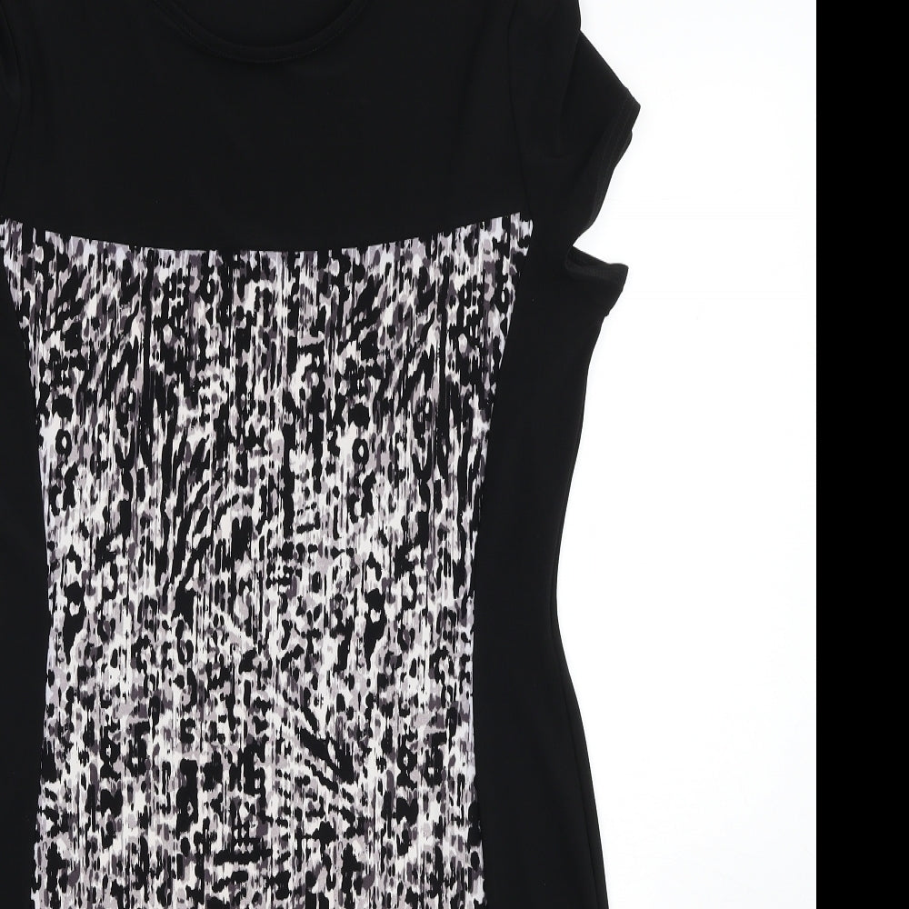 Reflections Womens Black Geometric Viscose A-Line Size 14 Round Neck Pullover