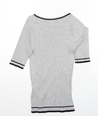 Debenhams Womens Grey Boat Neck Viscose Pullover Jumper Size 10