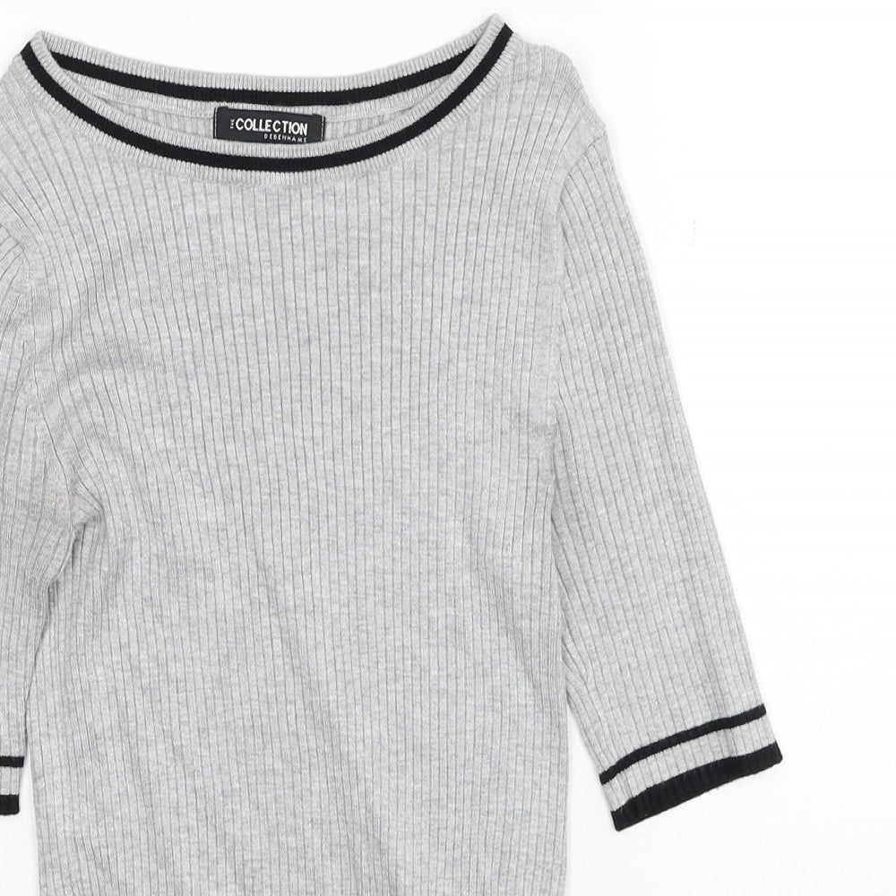 Debenhams Womens Grey Boat Neck Viscose Pullover Jumper Size 10
