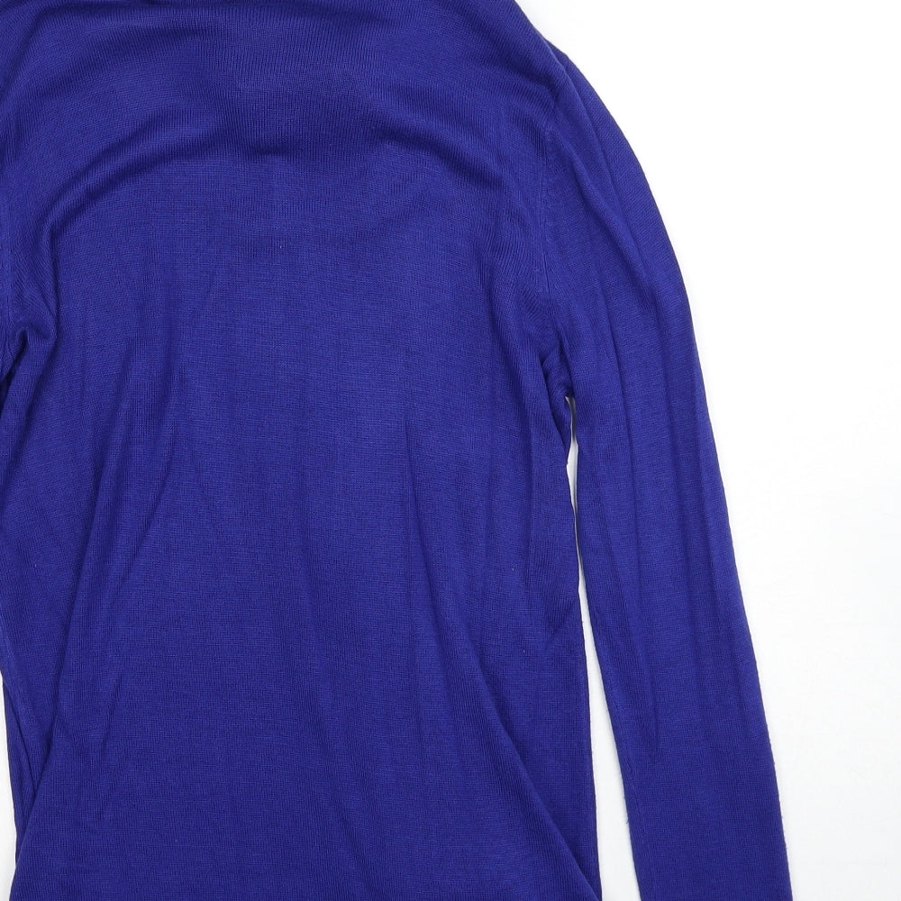 Eupia Womens Blue Round Neck Acrylic Pullover Jumper Size M - Detachable scarf