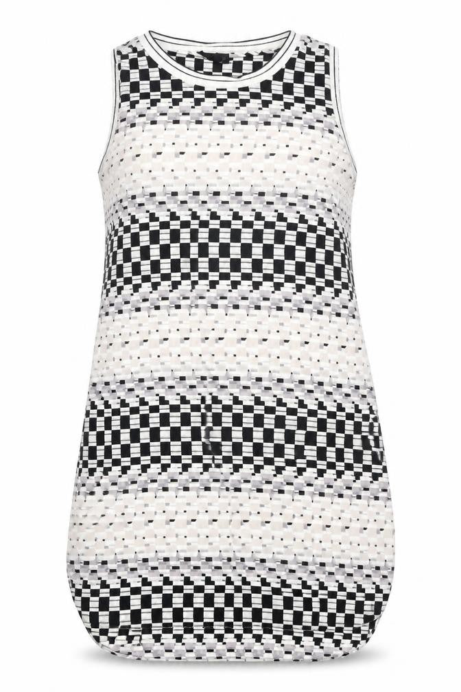 Topshop Womens White Geometric Polyester A-Line Size 12 Round Neck Pullover