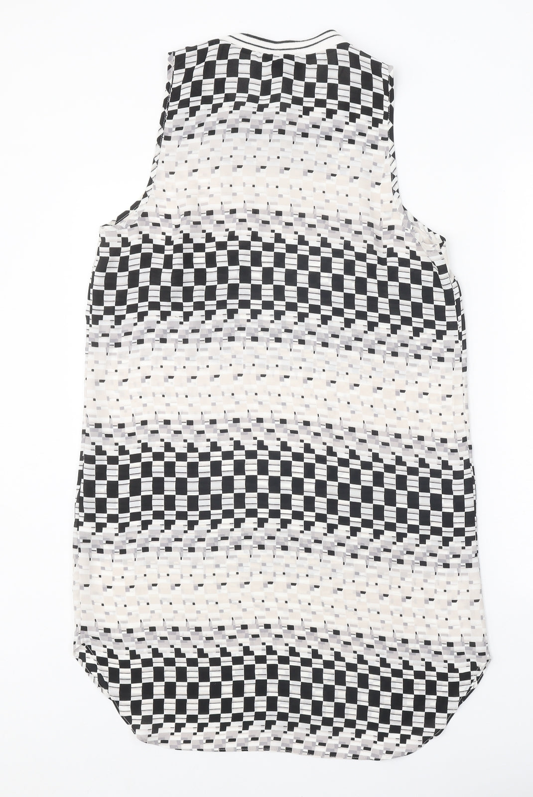 Topshop Womens White Geometric Polyester A-Line Size 12 Round Neck Pullover