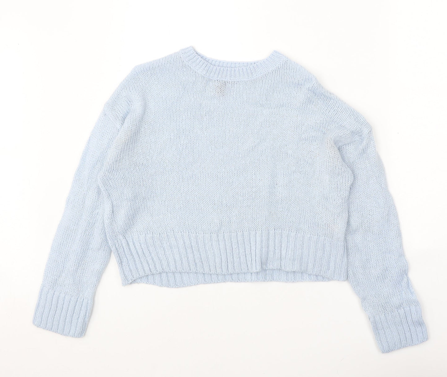 New Look Womens Blue Round Neck Acrylic Pullover Jumper Size S