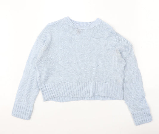 New Look Womens Blue Round Neck Acrylic Pullover Jumper Size S
