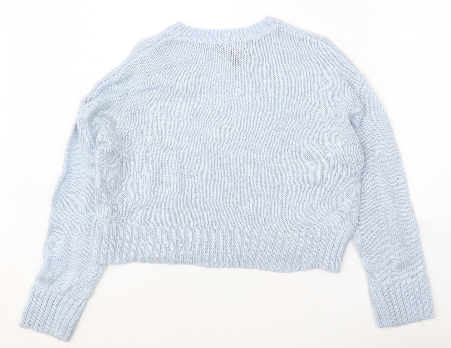 New Look Womens Blue Round Neck Acrylic Pullover Jumper Size S