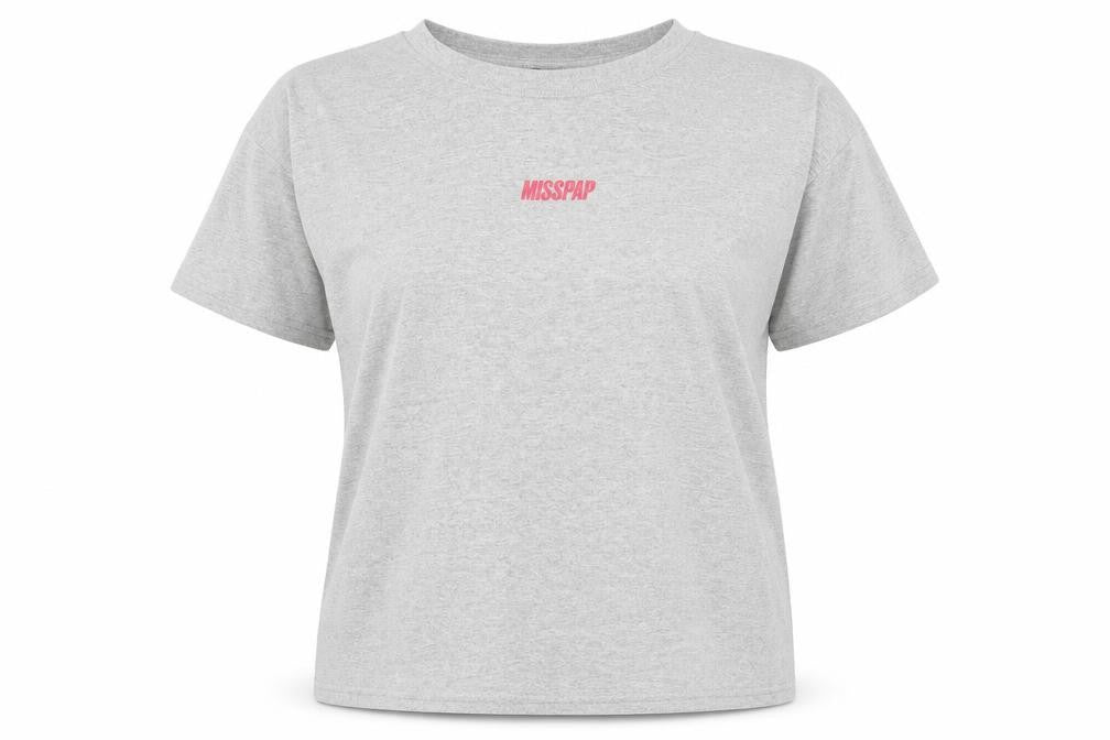 Misspap Womens Grey Cotton Basic T-Shirt Size L Round Neck