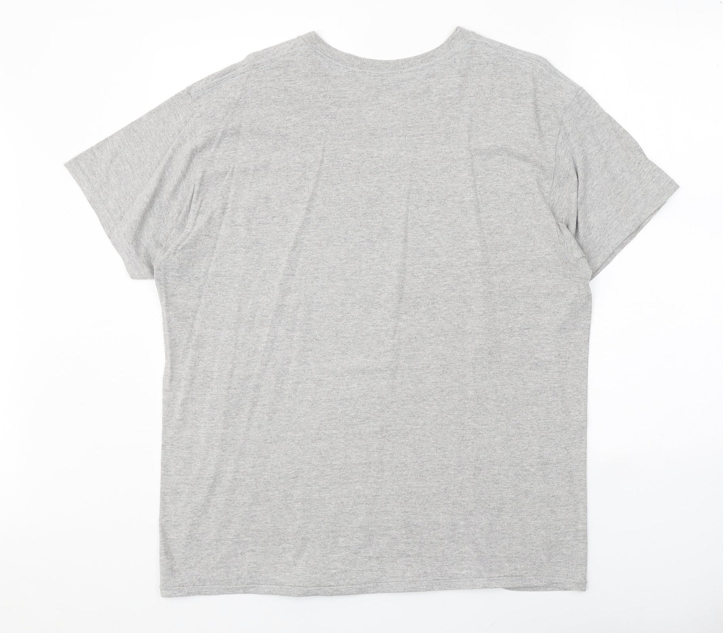 Misspap Womens Grey Cotton Basic T-Shirt Size L Round Neck