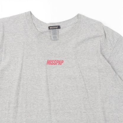 Misspap Womens Grey Cotton Basic T-Shirt Size L Round Neck