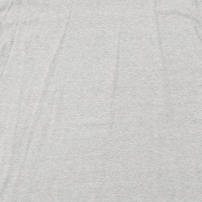 Misspap Womens Grey Cotton Basic T-Shirt Size L Round Neck