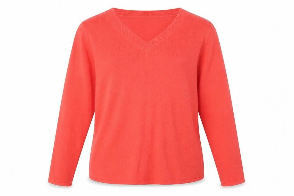 Bonmarché Womens Red V-Neck Acrylic Pullover Jumper Size 12