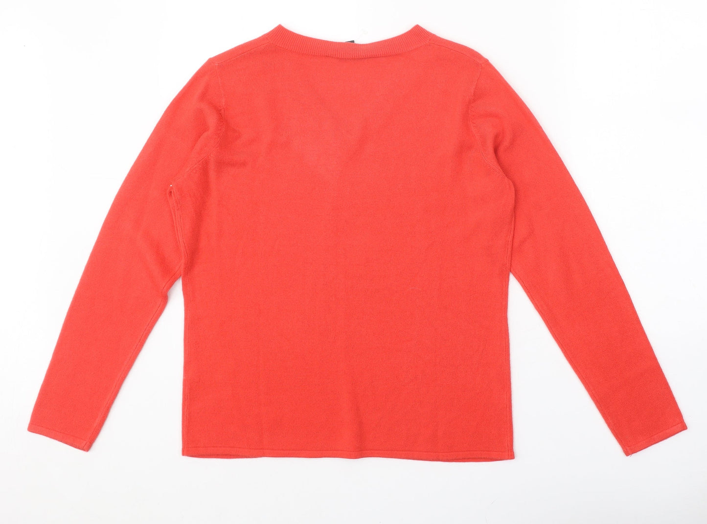Bonmarché Womens Red V-Neck Acrylic Pullover Jumper Size 12