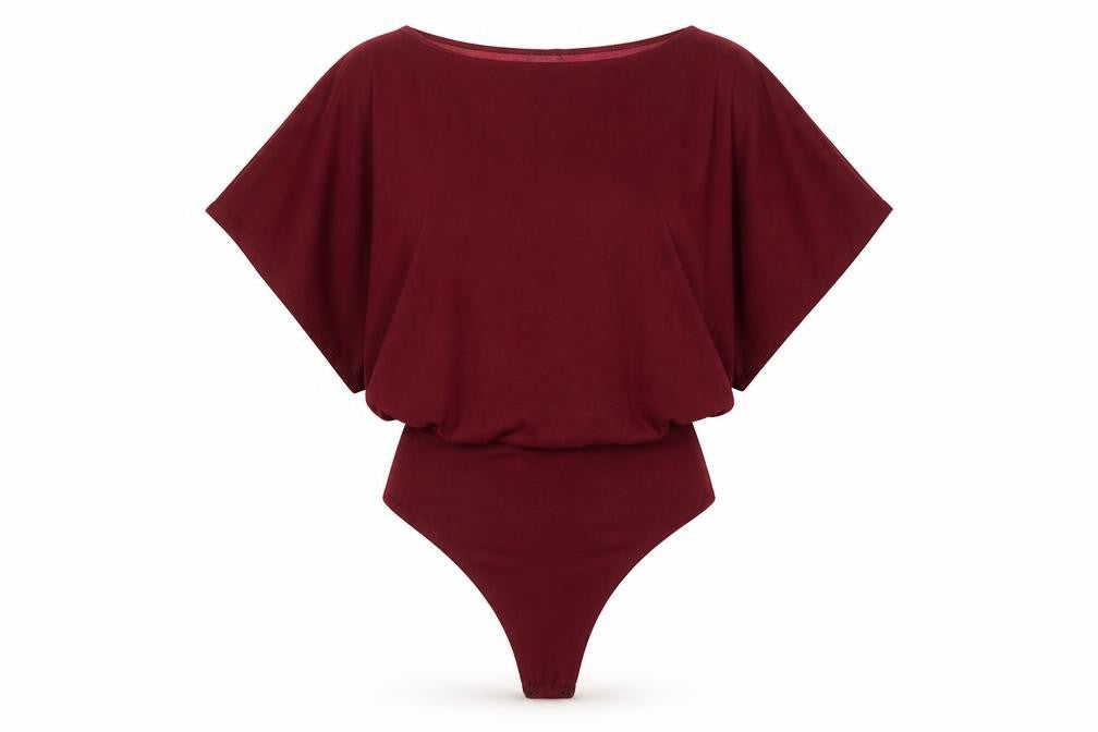 Boohoo Womens Red Polyester Bodysuit One-Piece Size 10 Snap - Batwing