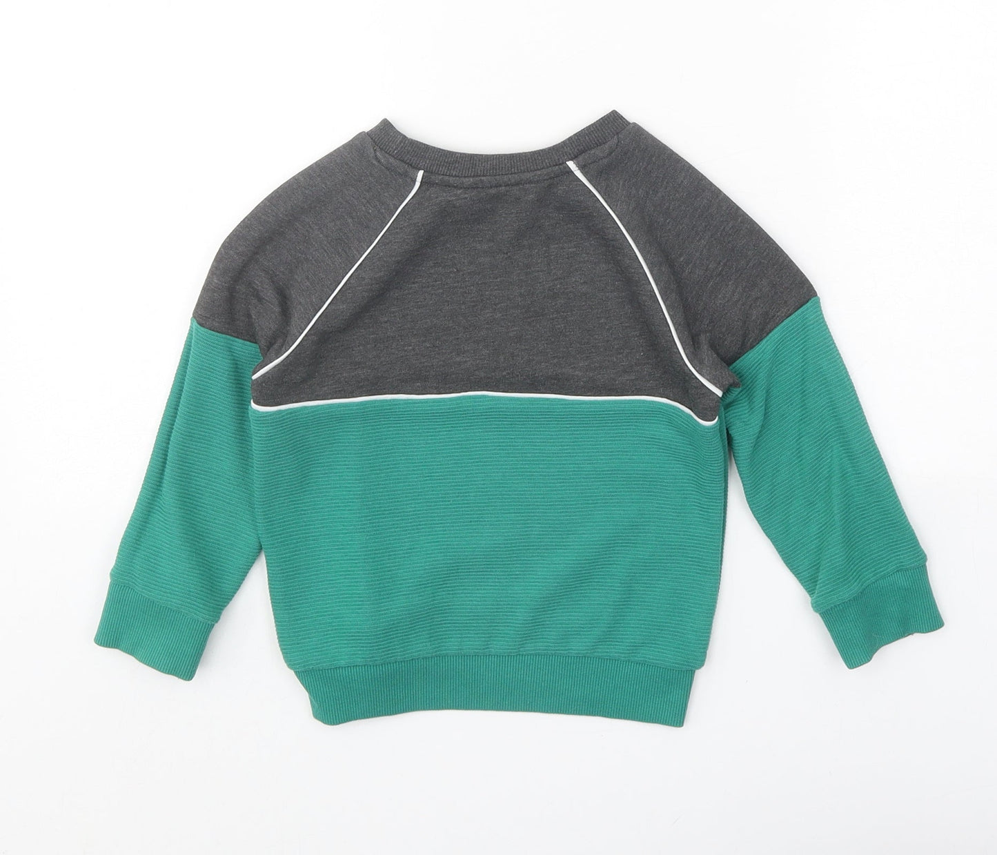 Very Boys Green Colourblock Cotton Pullover Sweatshirt Size 2-3 Years Pullover - Dinosaur