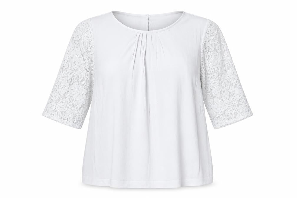 Monsoon Womens Grey Polyester Basic Blouse Size 14 Round Neck - Lace Detail
