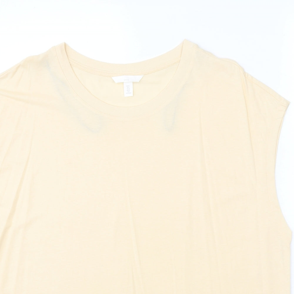 george & martha Womens Beige 100% Cotton Basic Tank Size L Round Neck